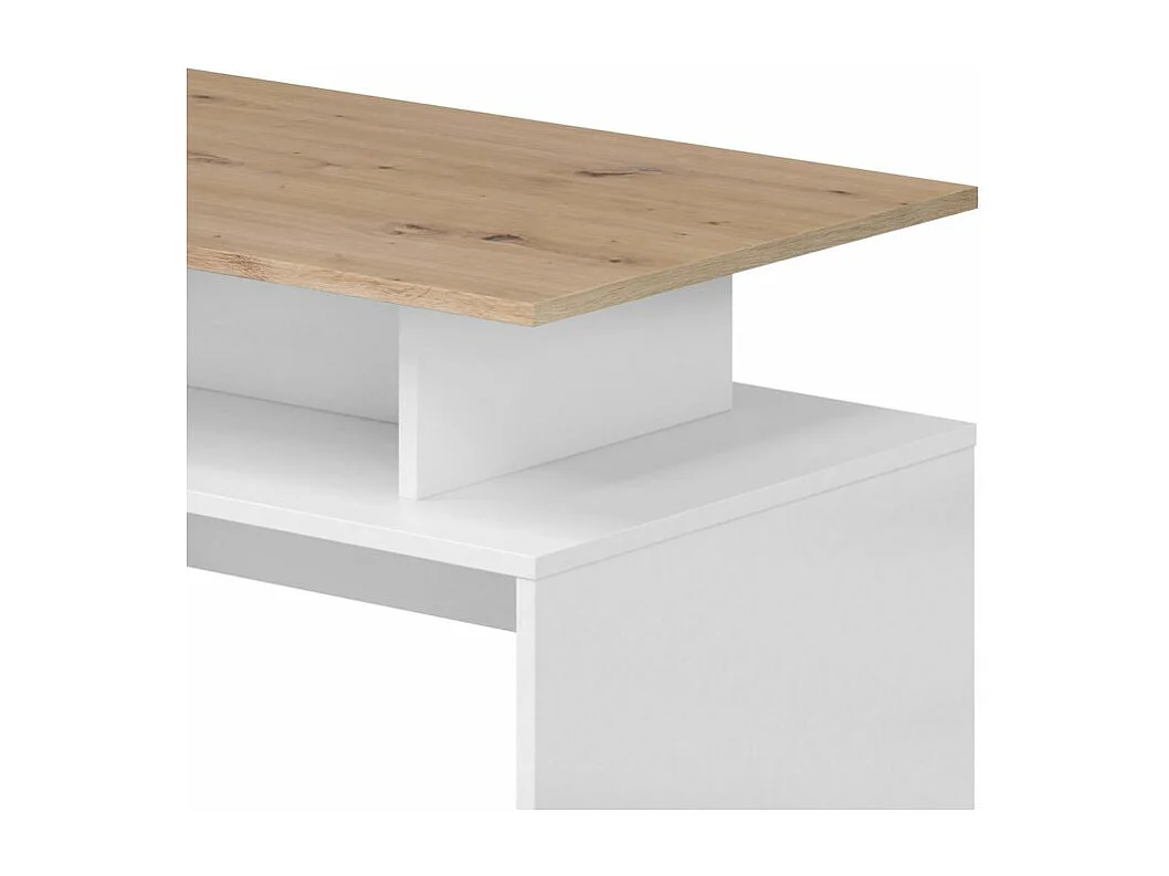 Mesa de centro Iris Blanco Artik (Blanco Mate) - Roble Nodi