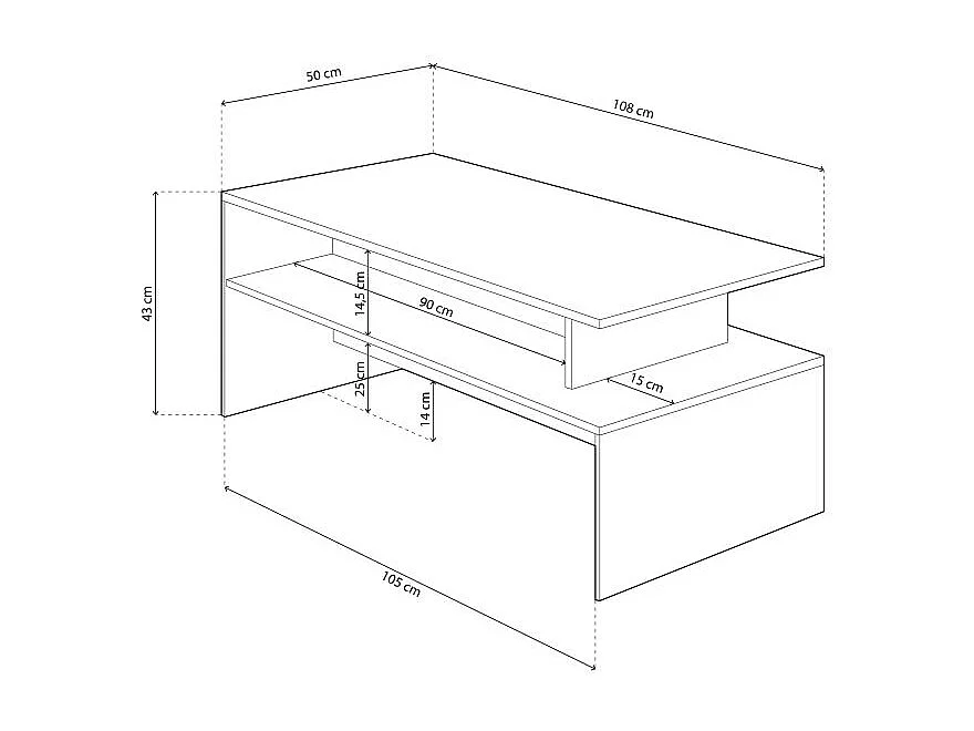 Mesa de centro Iris Blanco Artik (Blanco Mate) - Roble Nodi