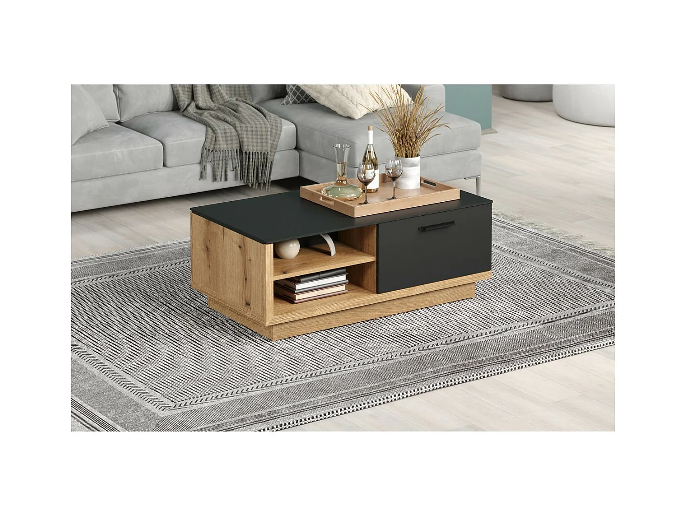 Table d'Appoint Synnax, Anthracite, 110x42x60 cm, Epikasa