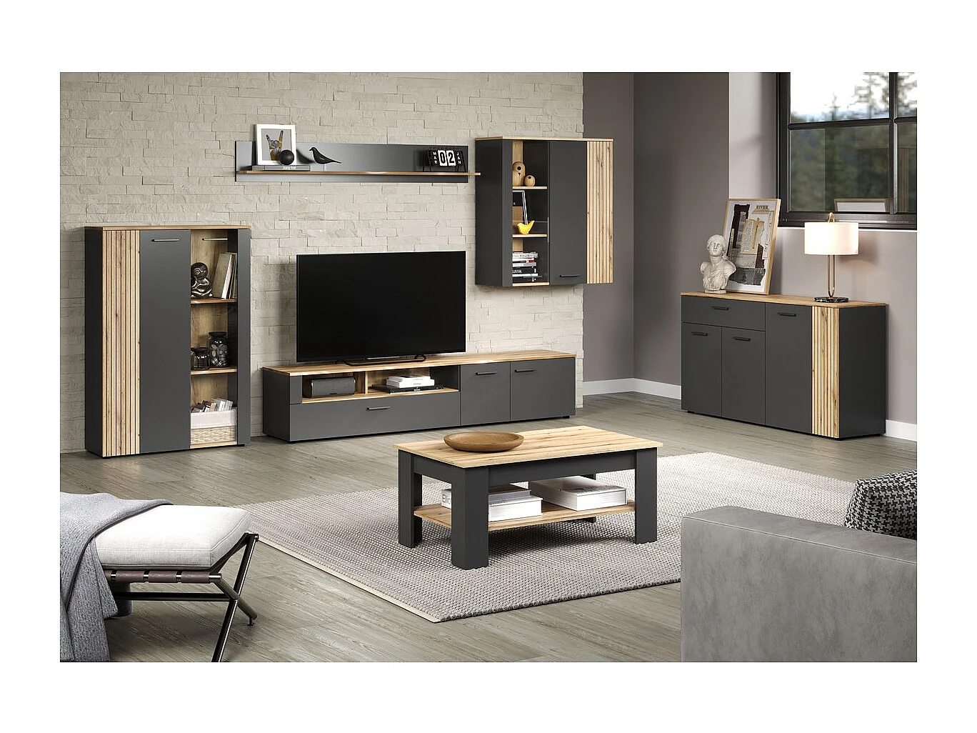 Table d'Appoint Universe, Anthracite, 110x65x47 cm, Seven Design