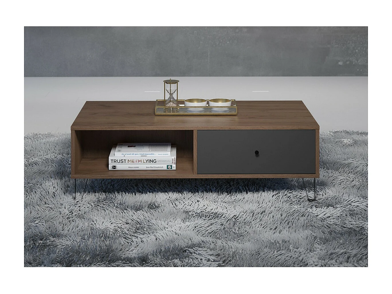 Mesa de Centro Montez, Gris, 110x37x60 cm, Seven Design