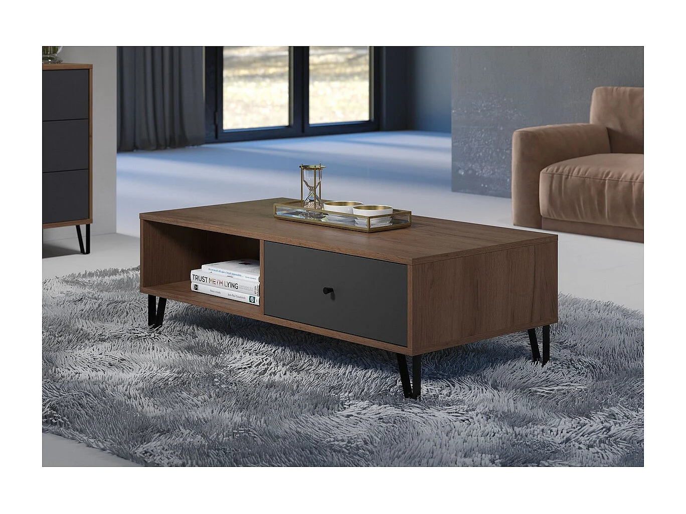 Mesa de Centro Montez, Gris, 110x37x60 cm, Seven Design