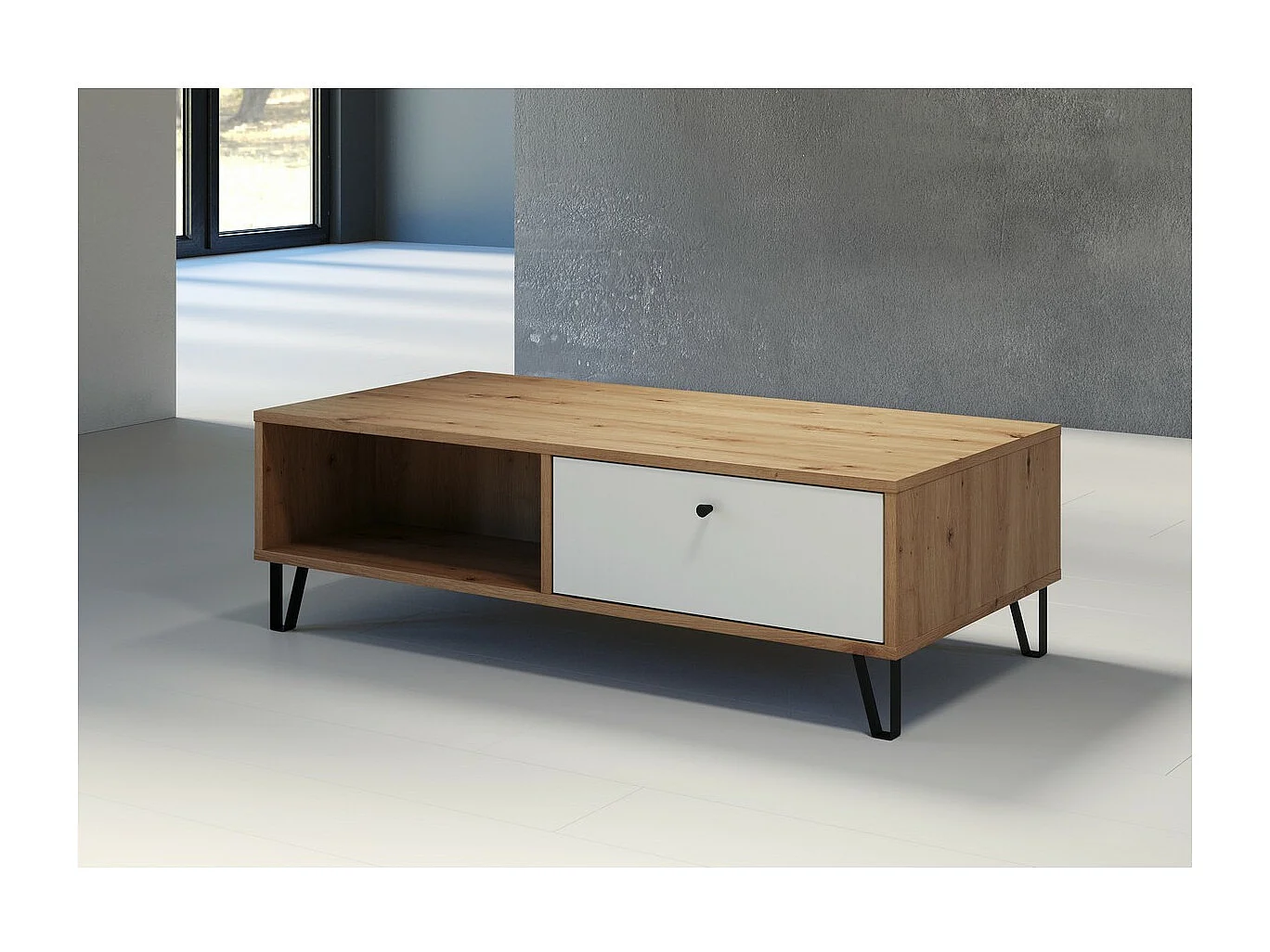 Koffietafel Touch, Wit, 120x37x60 cm, Epikasa