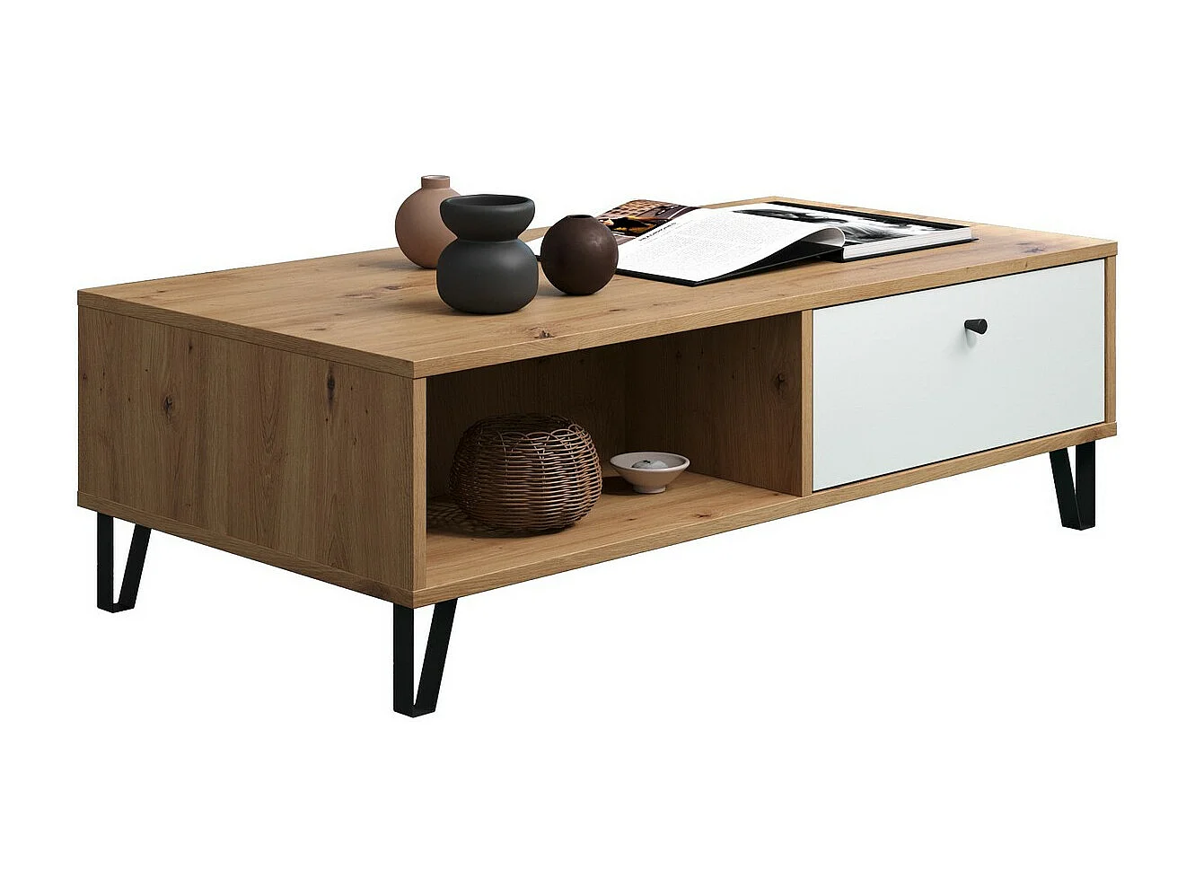 Table d'Appoint Touch, Blanc, 120x37x60 cm, Seven Design