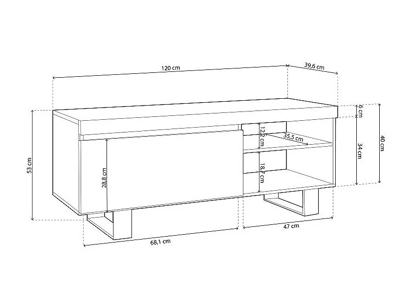 Mueble TV Ebos UP 120 Roble Nude - Ceniza
