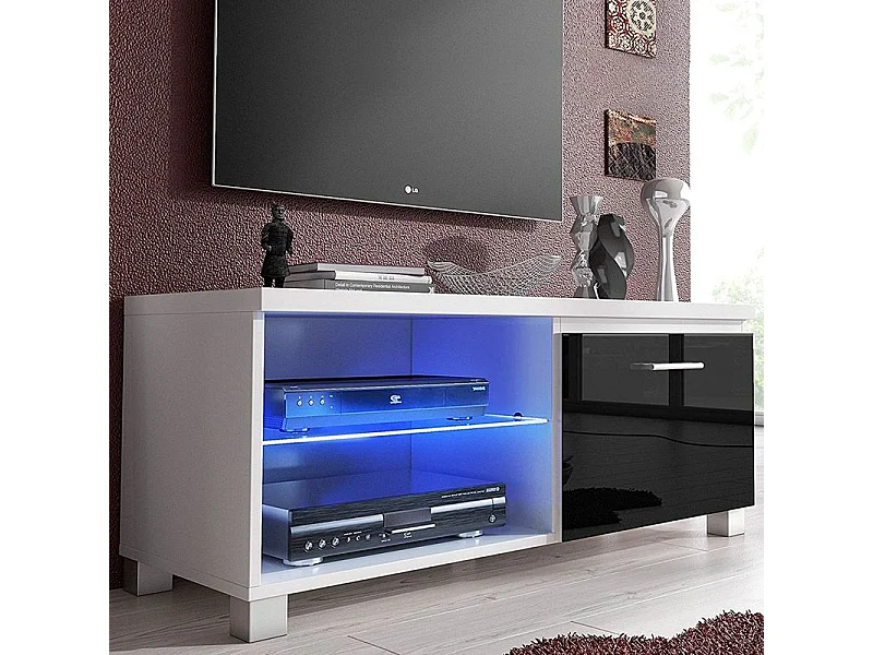 Mueble TV LED Blanco - Negro