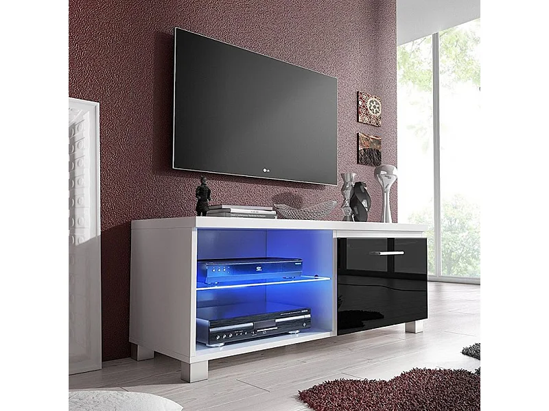 Mueble TV LED Blanco - Negro