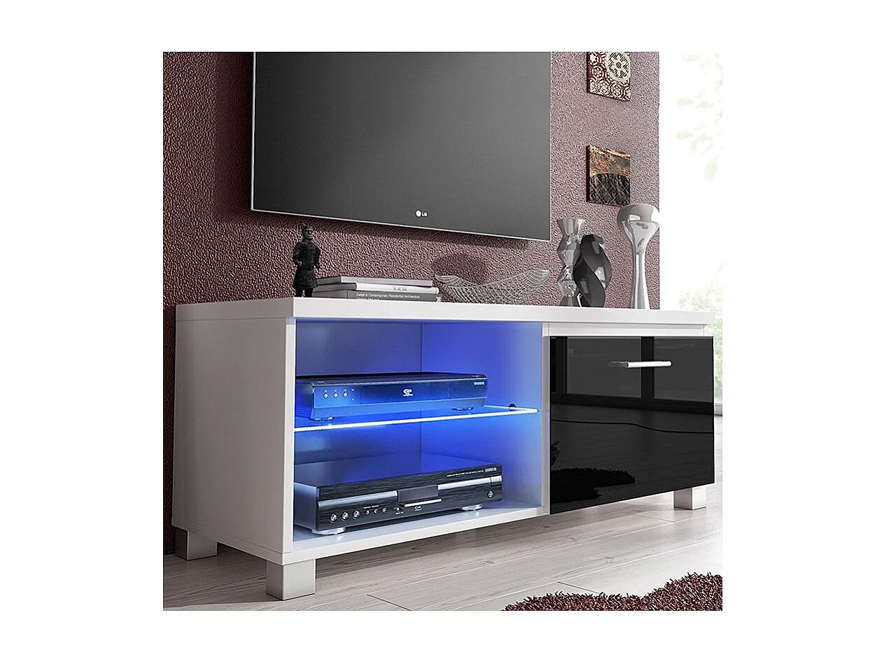 Mueble TV LED Blanco - Negro
