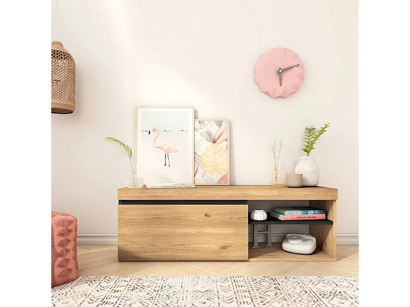 Mueble TV Ebos 120 Roble Nude - Ceniza