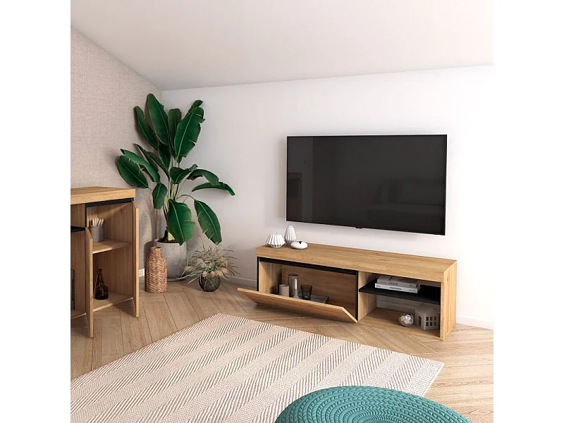 Mueble TV Ebos 120 Roble Nude - Ceniza