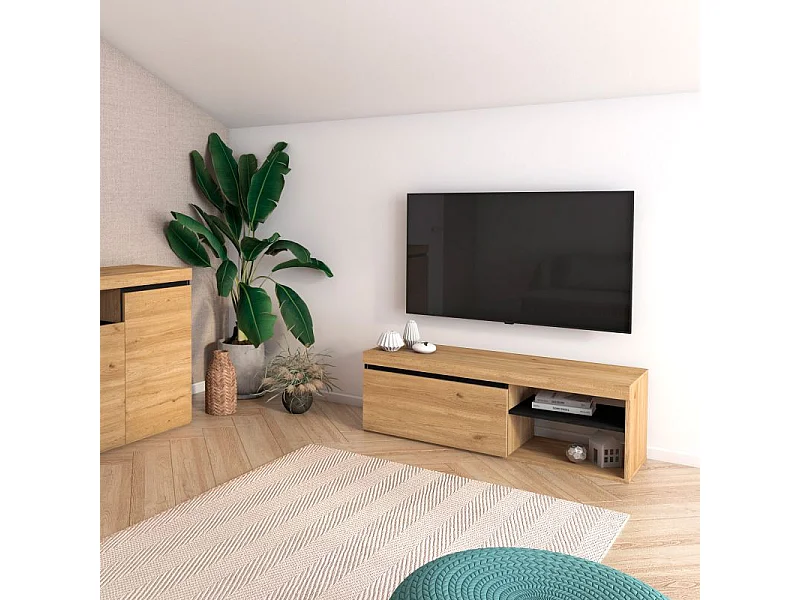 Mueble TV Ebos 120 Roble Nude - Ceniza