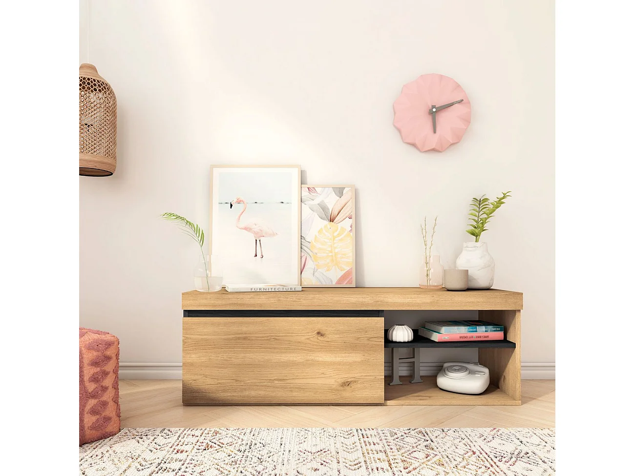 Mueble TV Ebos 120 Roble Nude - Ceniza
