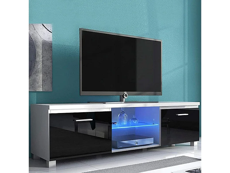 Mueble TV LED Blanco - Negro