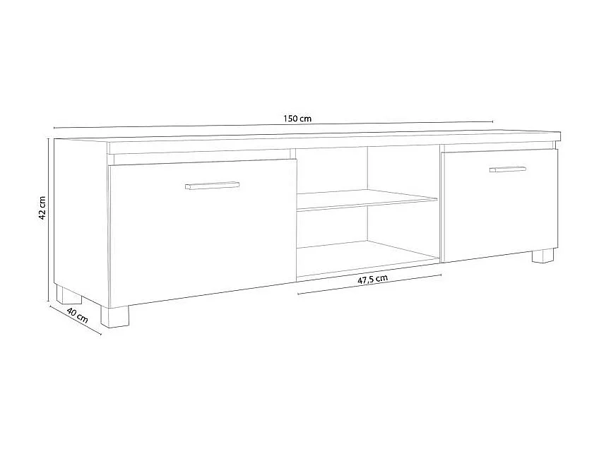 Mueble TV LED Blanco - Negro