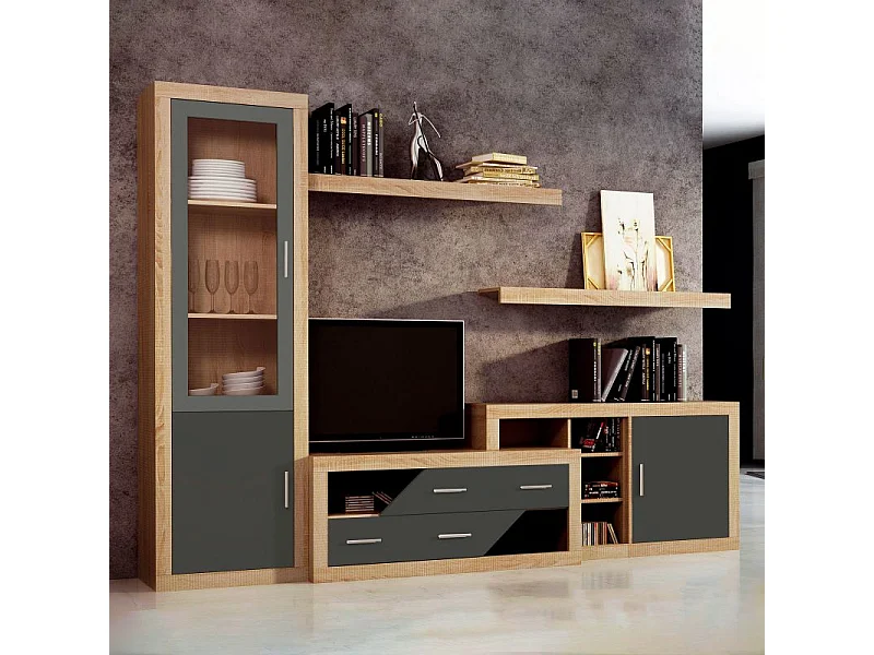 Vitrina Nuka 2 puertas Cambria - Grafito