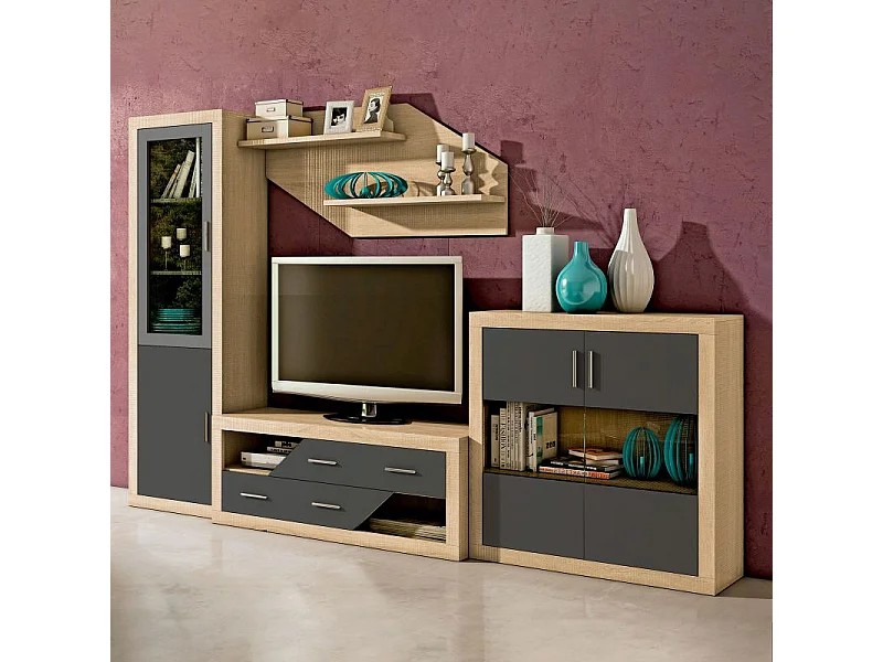 Vitrina Nuka 2 puertas Cambria - Grafito