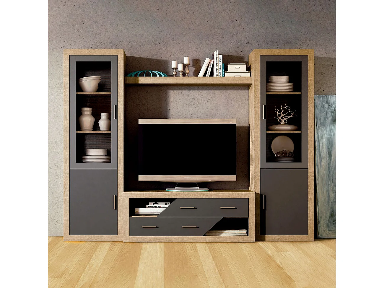 Vitrina Nuka 2 puertas Cambria - Grafito