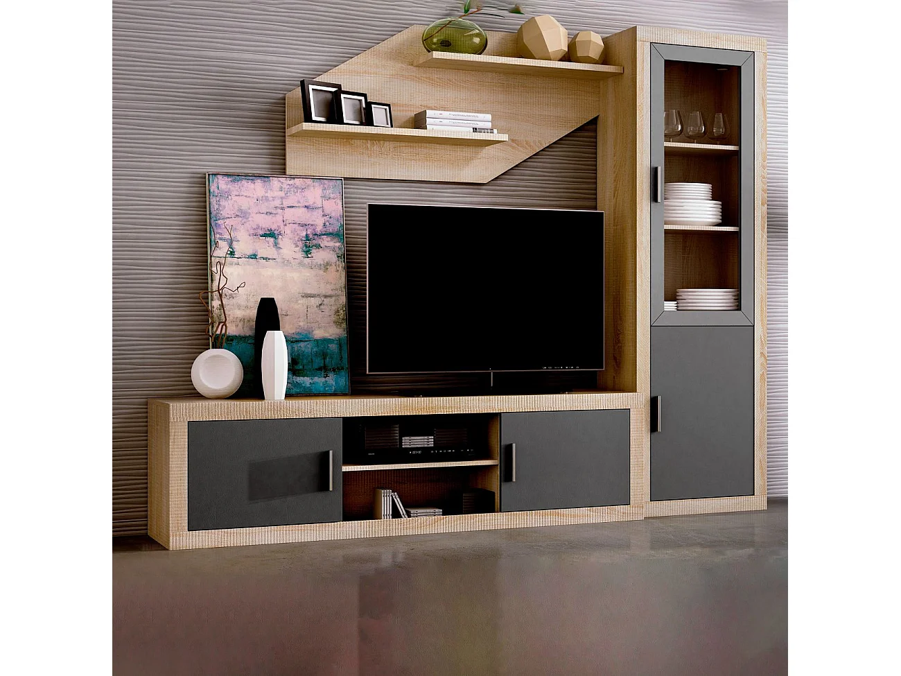 Vitrina Nuka 2 puertas Cambria - Grafito