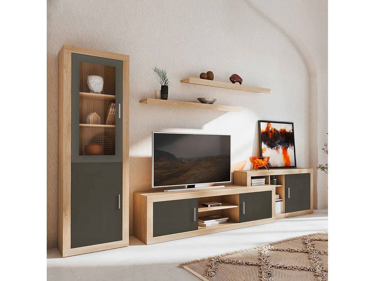 Vitrina Nuka 2 puertas Cambria - Grafito