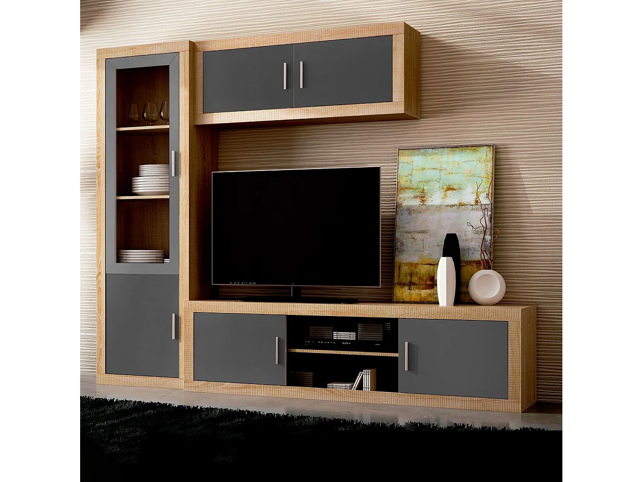 Vitrina Nuka 2 puertas Cambria - Grafito