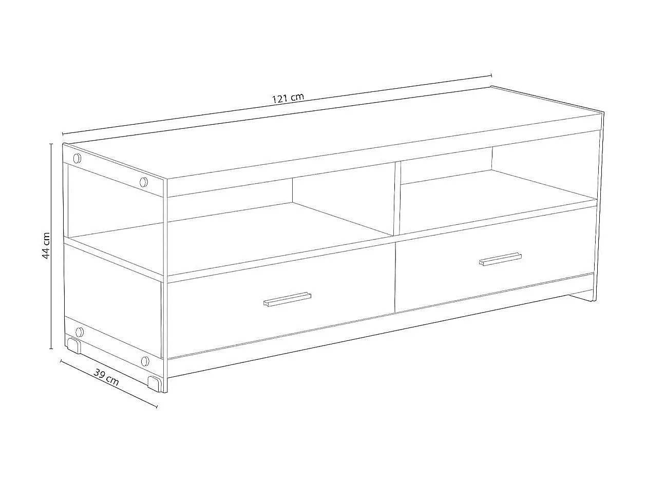 Mueble bajo de TV Evan 2 módulos + 2 cajones madera 44x121x39 cm Adec