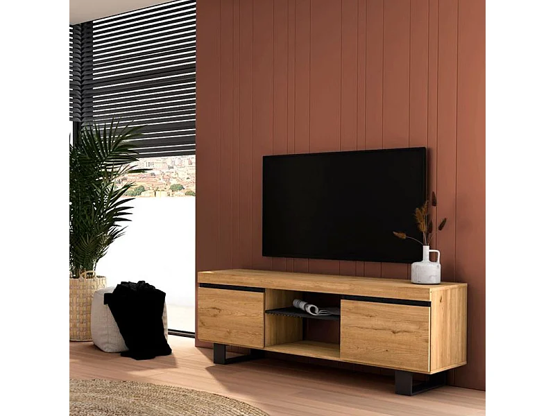 Mueble TV Ebos UP 140 Roble Nude - Ceniza
