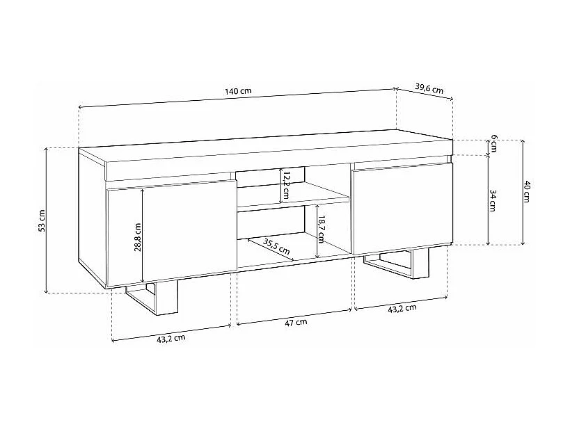 Mueble TV Ebos UP 140 Roble Nude - Ceniza