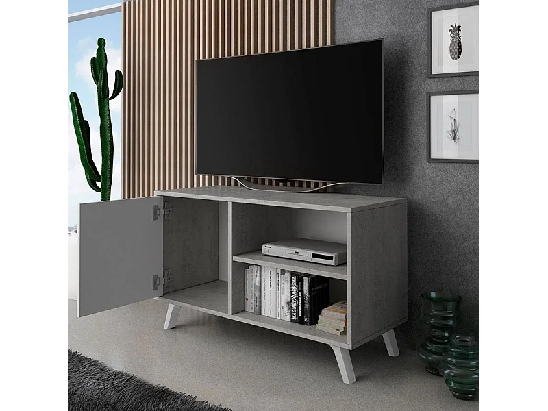Mueble TV Wind 100 Gris cemento - Blanco mate