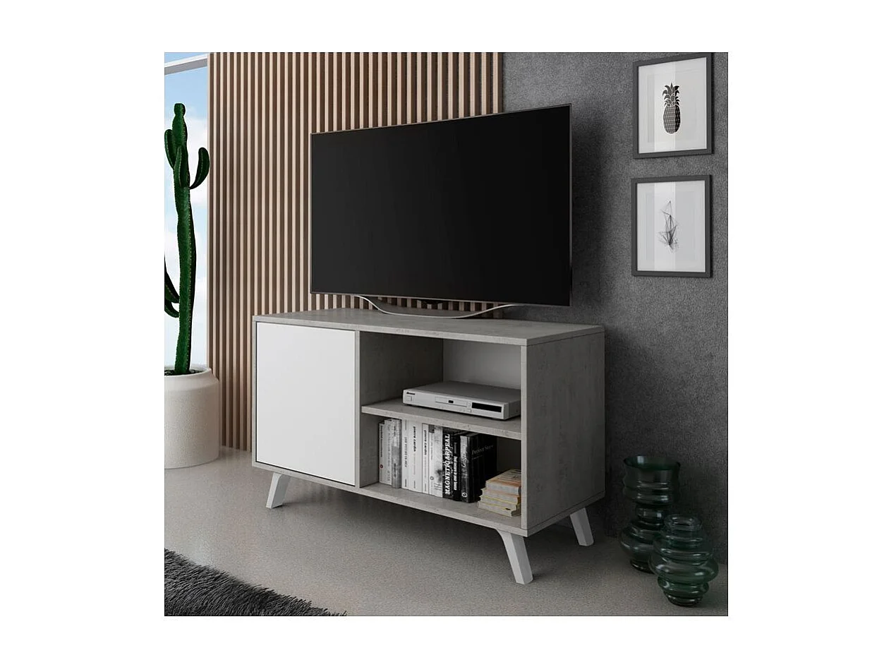 Mueble TV Wind 100 Gris cemento - Blanco mate