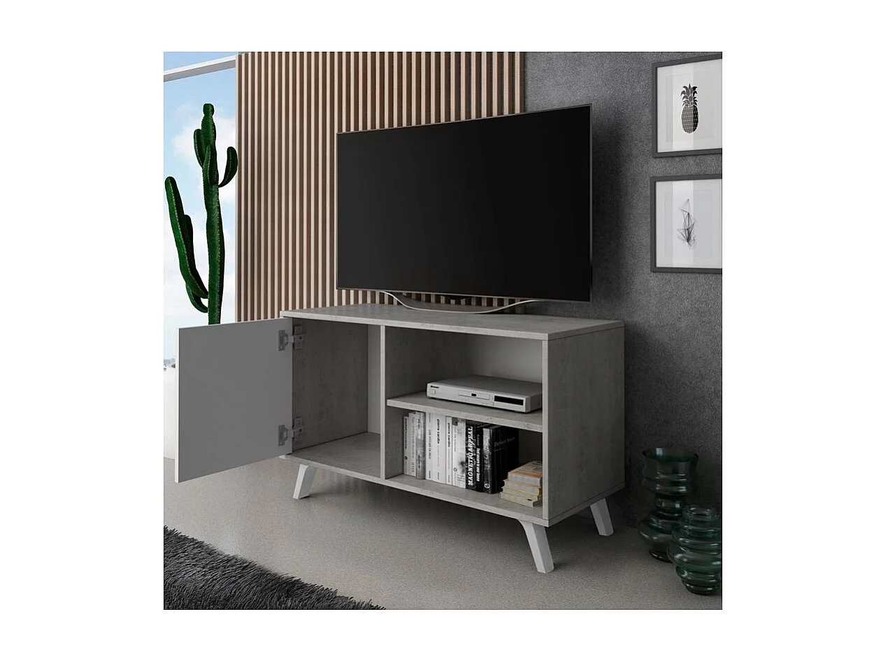Mueble TV Wind 100 Gris cemento - Blanco mate