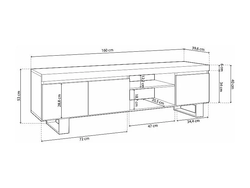Mueble TV Ebos UP 160 Roble Nude - Ceniza