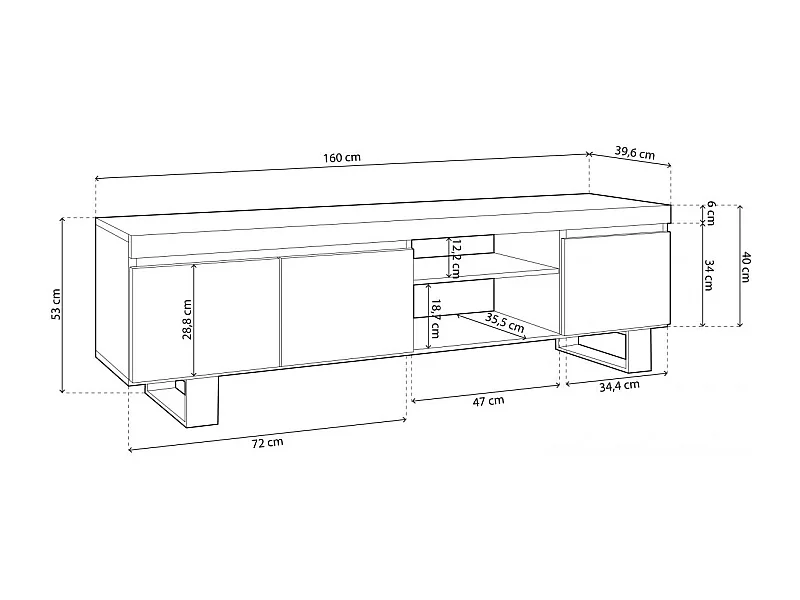 Mueble TV Ebos UP 160 Roble Nude - Ceniza