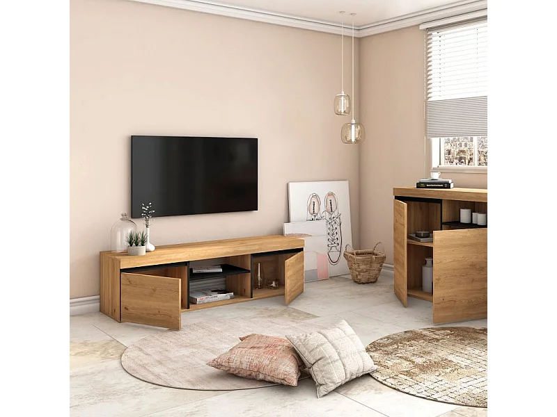 Mueble TV Ebos 140 Roble Nude - Ceniza