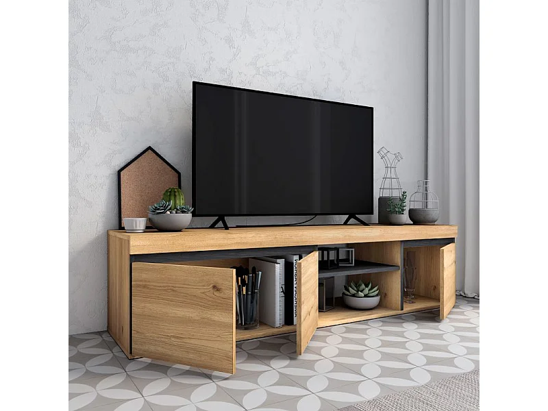 Mueble TV Ebos 160 Roble Nude - Ceniza