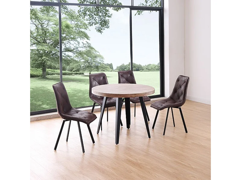 Mesa de comedor Berg diseño fijo roble honey/negro Ø100x76 cm Adec