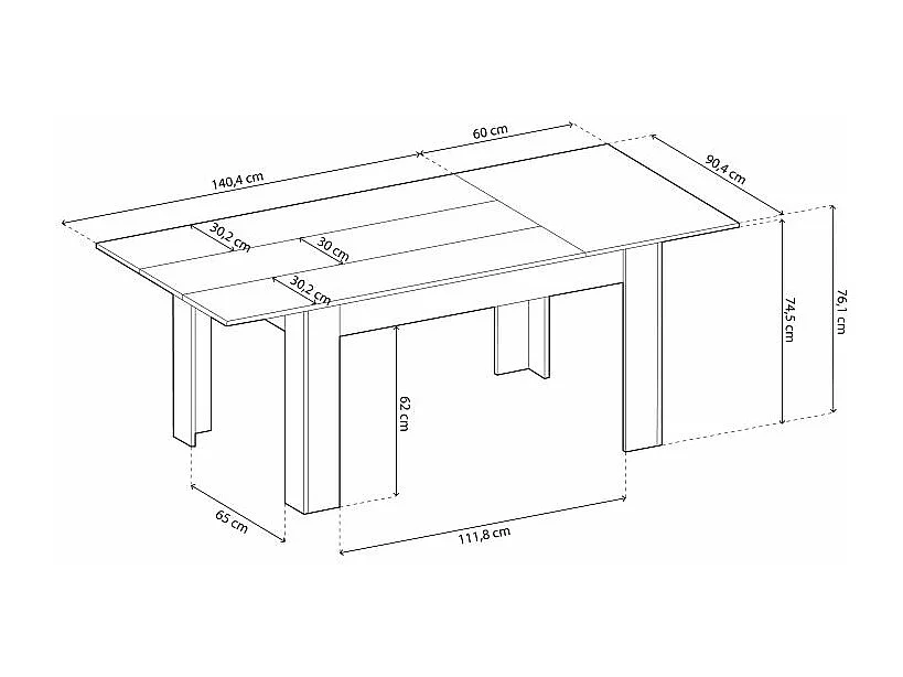 Mesa de comedor extensible Kana Roble Nude