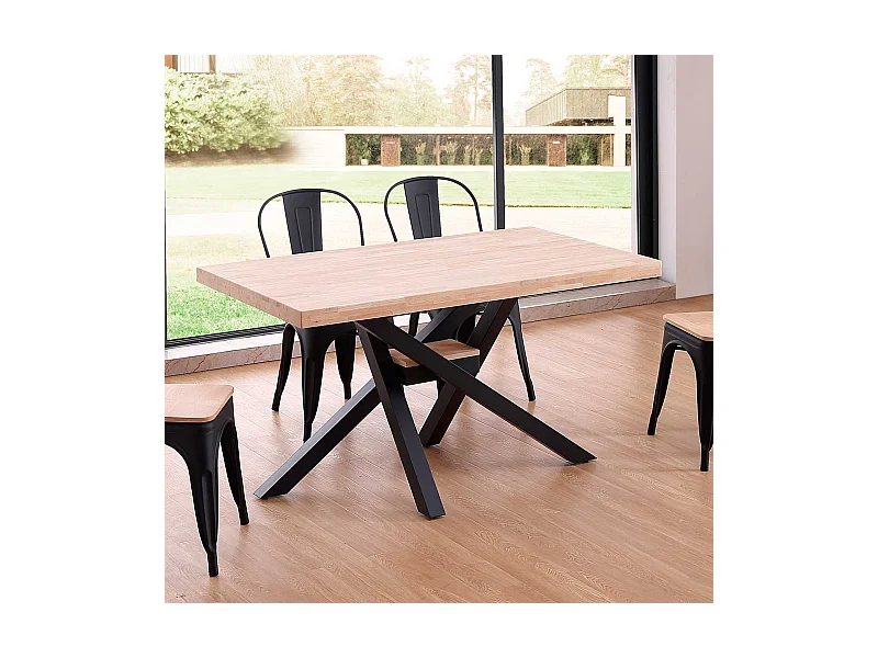 Mesa de comedor Xena patas cruzadas forma rectangular roble Nordish/negro 76x140x80 cm Adec