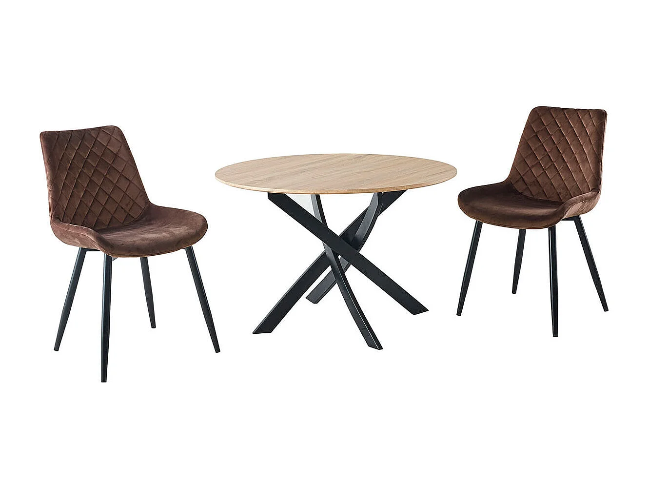 Mesa de comedor Zen forma circular roble/negro Ø100x75 cm Adec
