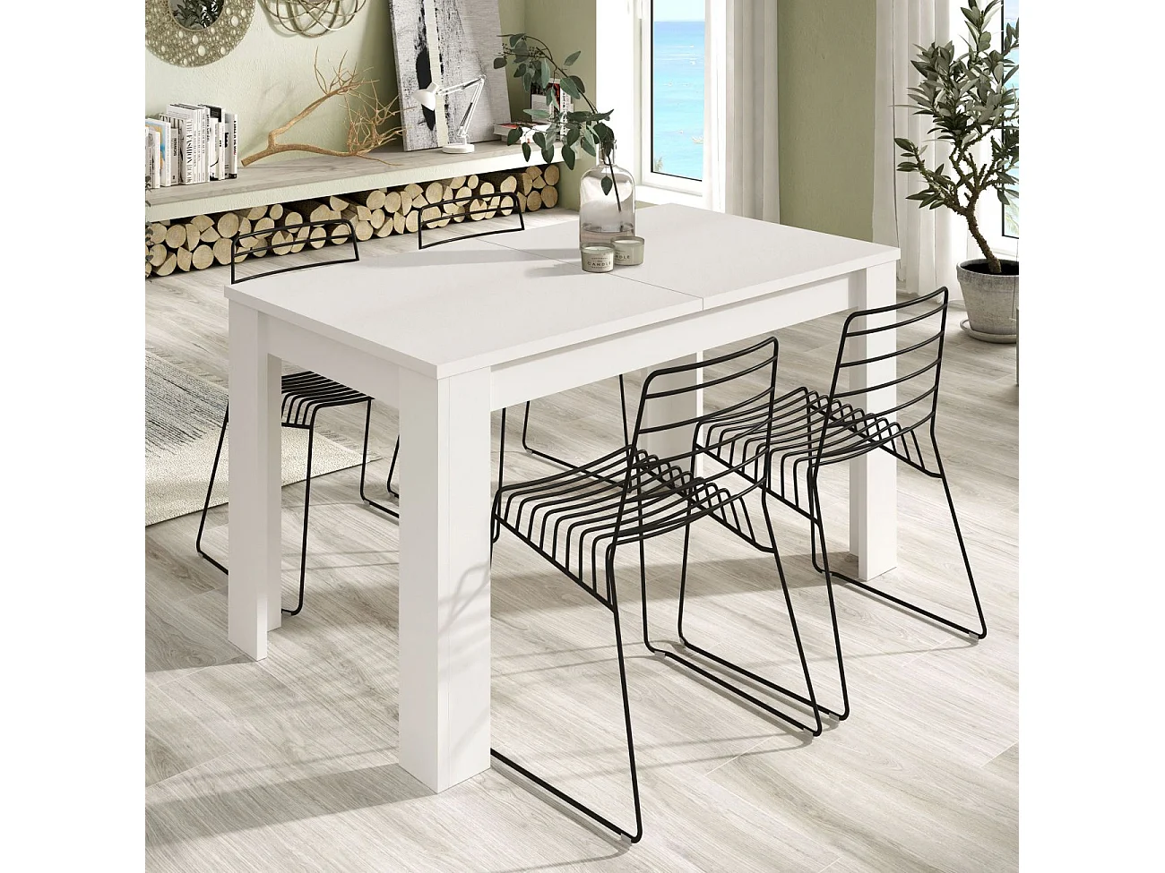 Mesa de jantar extensível Kendra 123 Artik White (Branco mate)