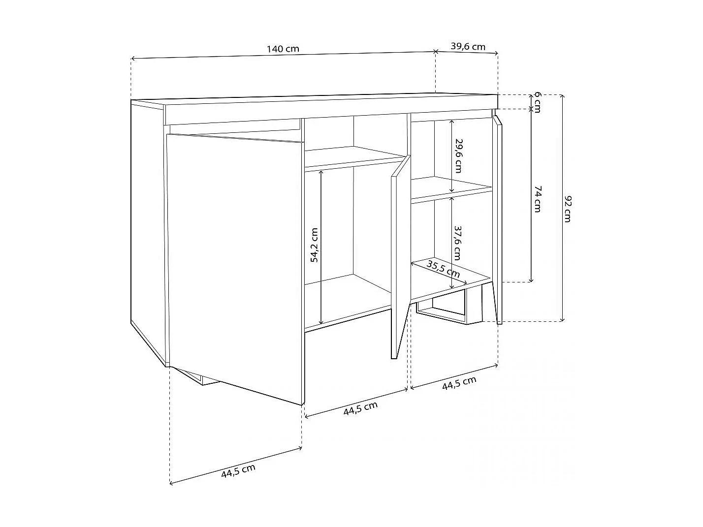 Aparador Ebos UP 140 Roble Nude - Ceniza