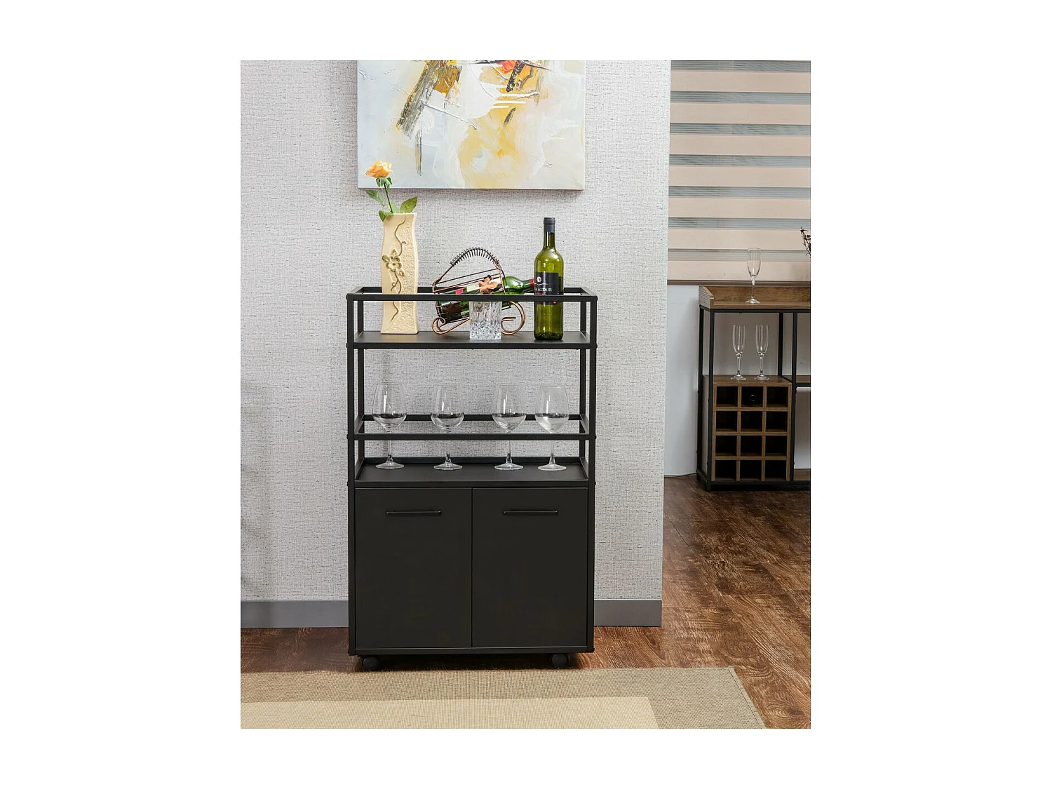 Armoire à Usages Multiples Mosaik, Noir, 60x94x40 cm, Seven Design