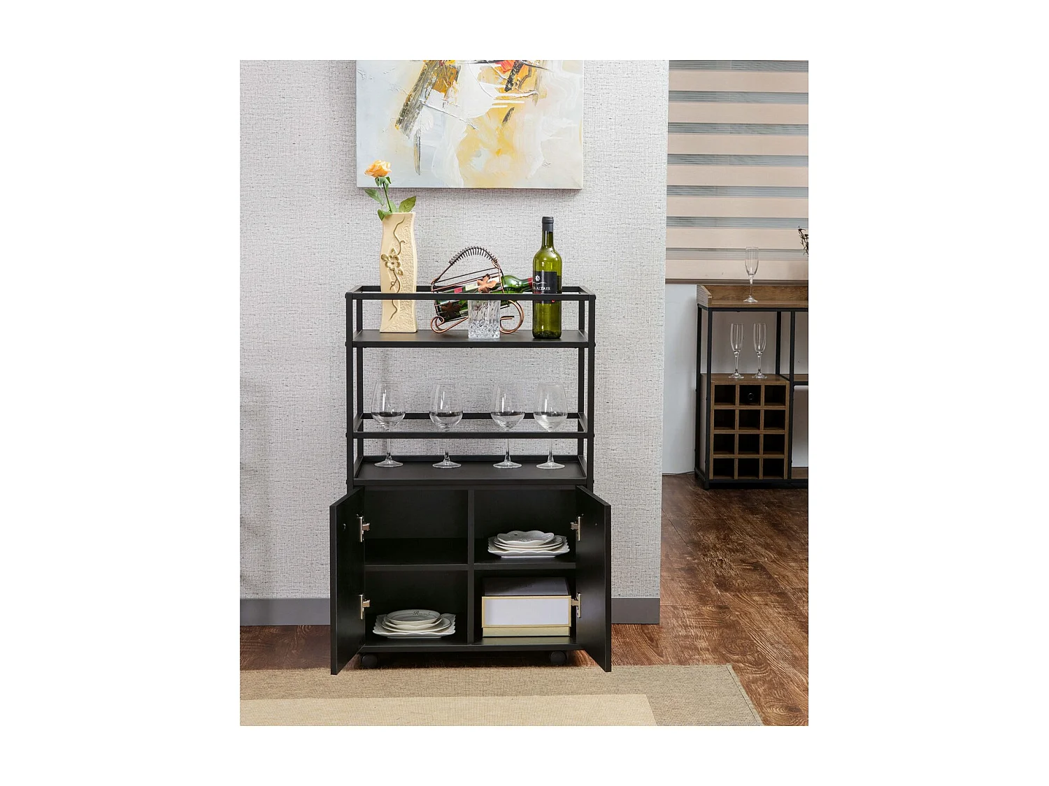 Armoire à Usages Multiples Mosaik, Noir, 60x94x40 cm, Seven Design