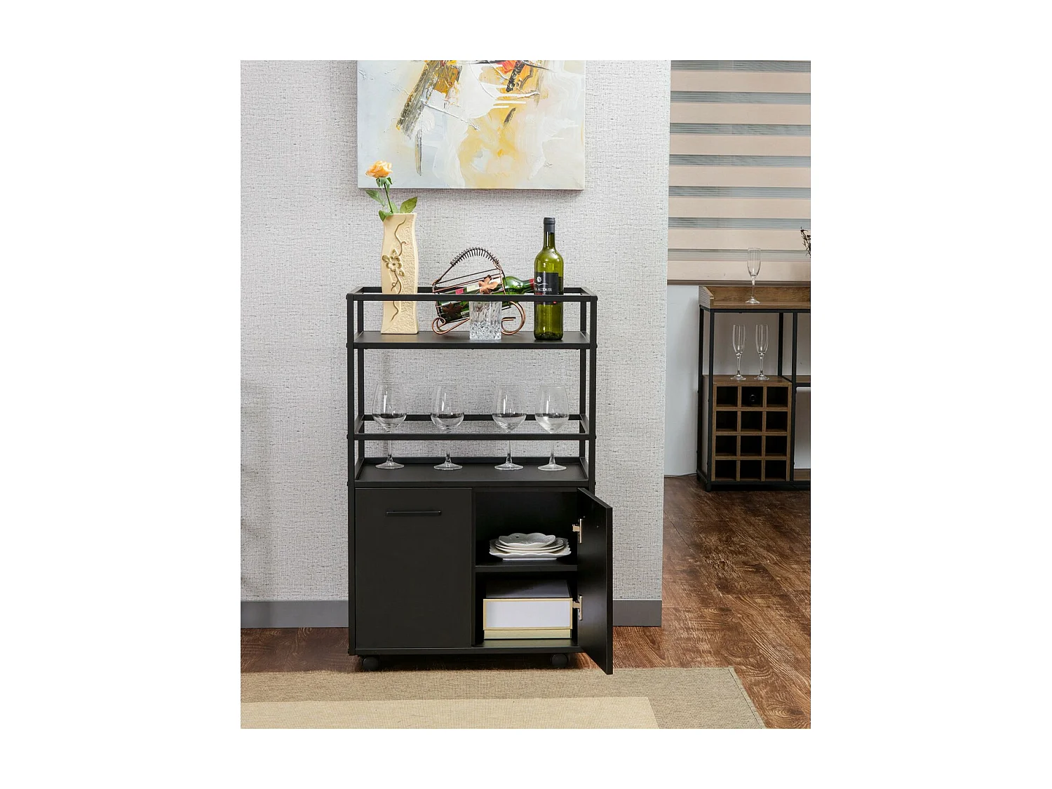 Armoire à Usages Multiples Mosaik, Noir, 60x94x40 cm, Seven Design