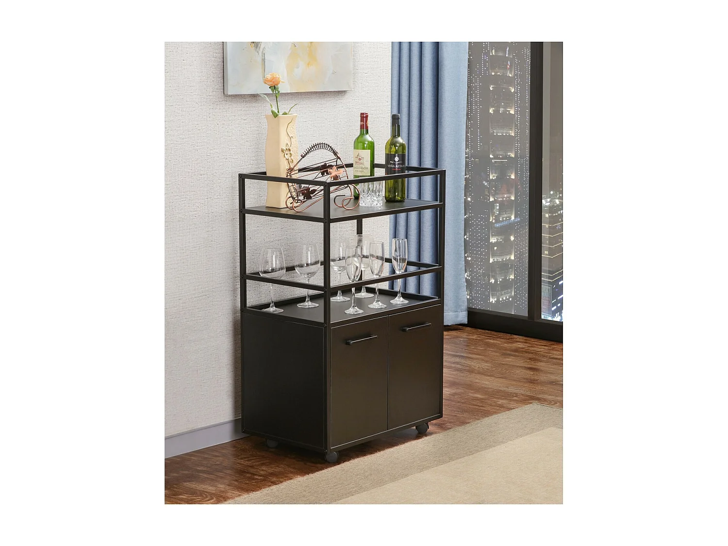 Armoire à Usages Multiples Mosaik, Noir, 60x94x40 cm, Seven Design