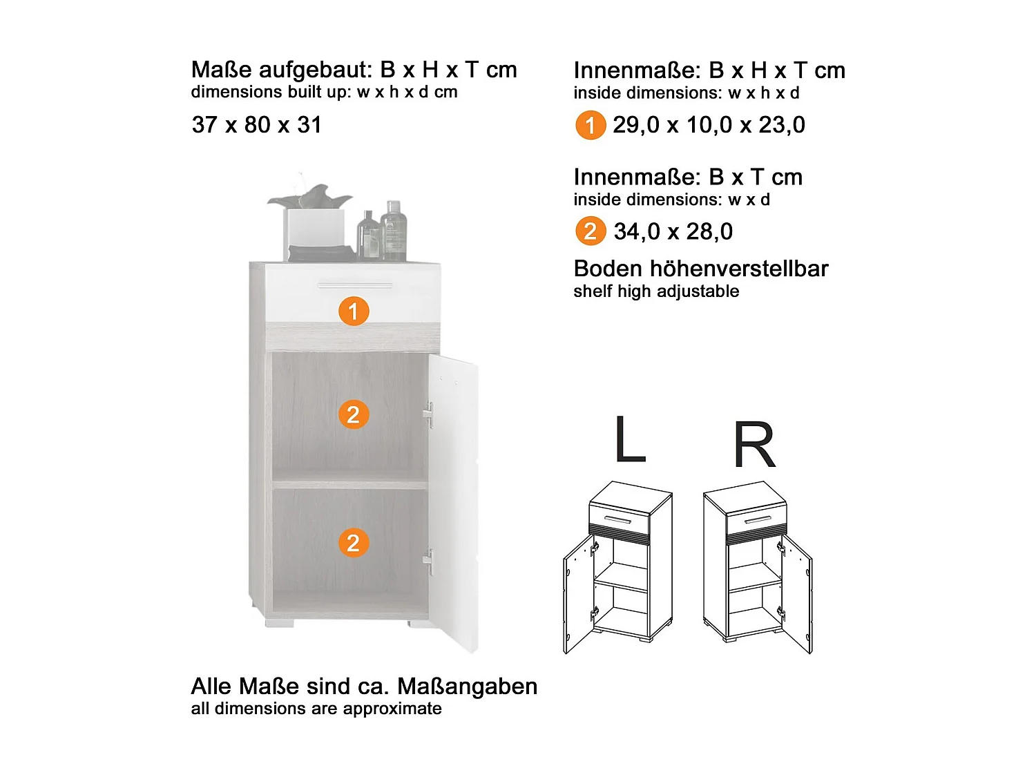 Multifunctionele Kast Lug, Wit, 37x80x31 cm, EPIKASA