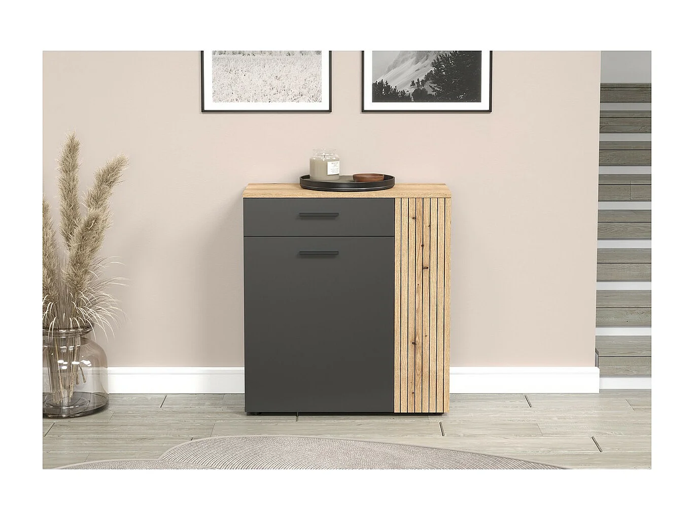 Dressoir Esteban, Antraciet, 80x88x36 cm, EPIKASA