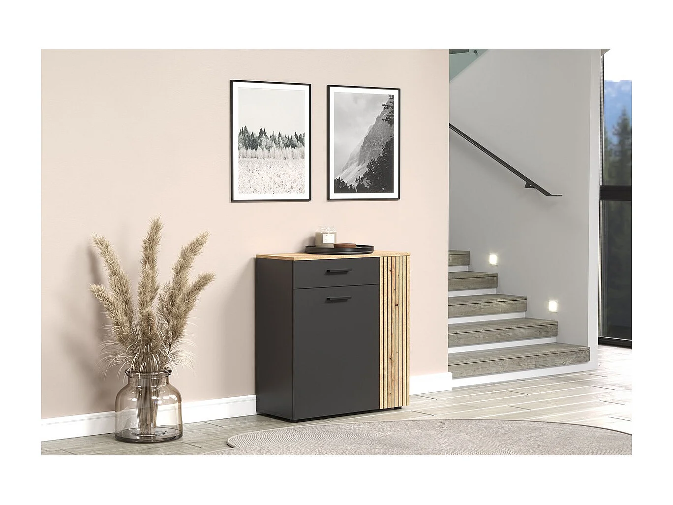 Dressoir Esteban, Antraciet, 80x88x36 cm, EPIKASA