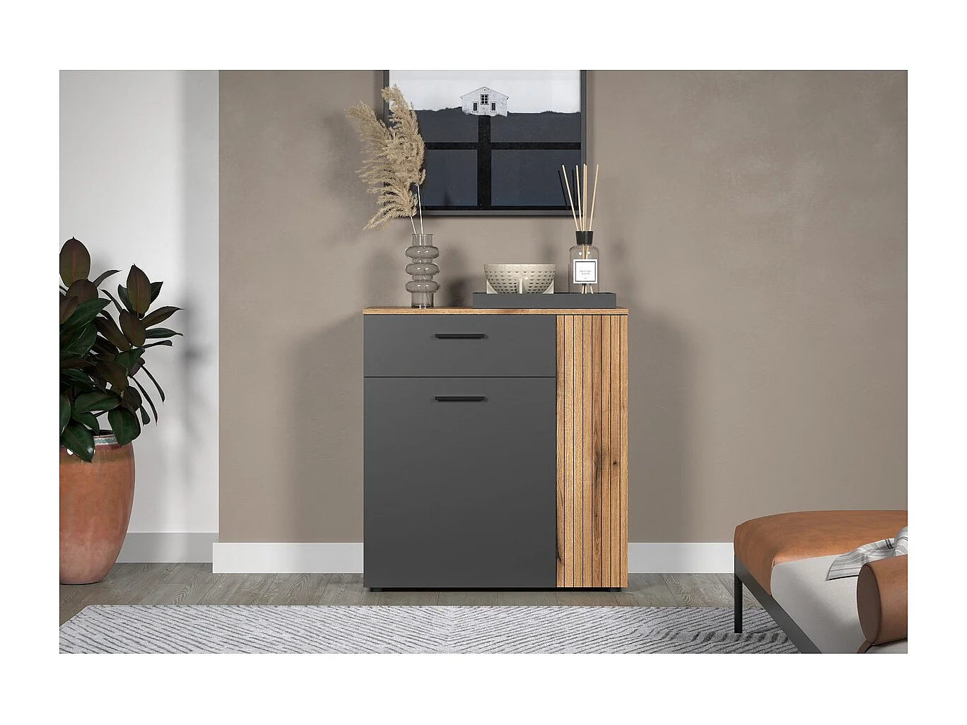 Buffet Esteban, Anthracite, 80x86x38 cm, Seven Design