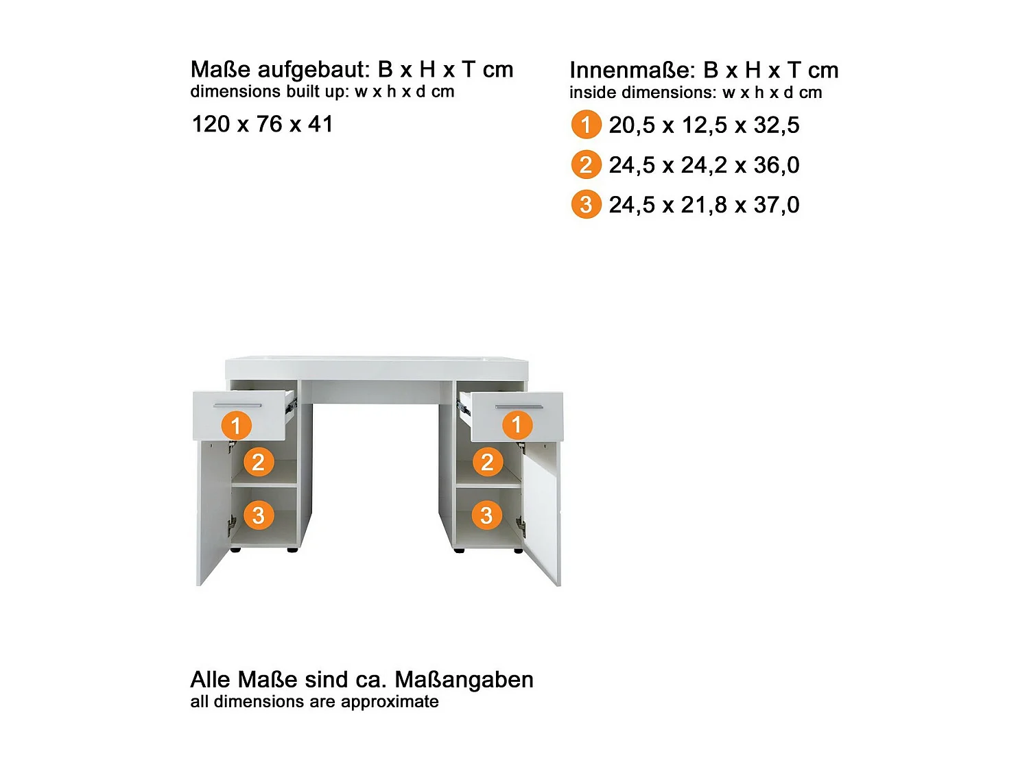 Bureau Amanda, Wit, 120x76x41 cm, EPIKASA