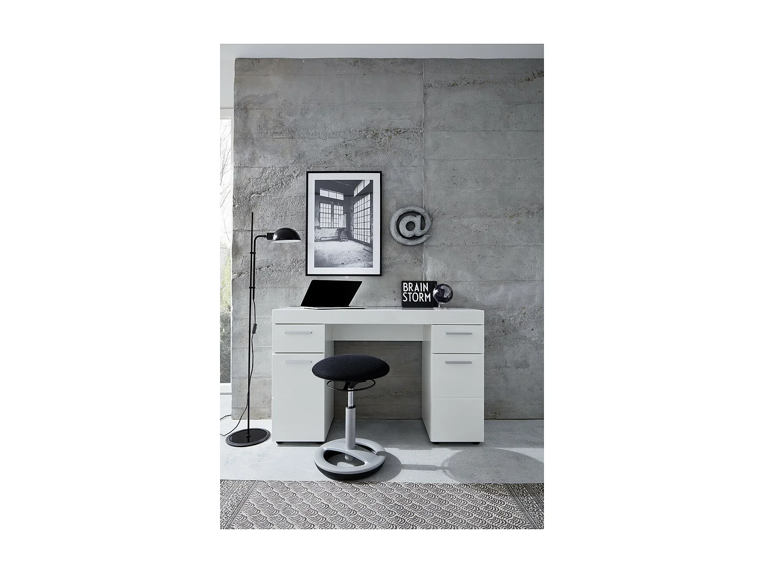 Bureau Moderne Amanda, Blanc, 120x76x41 cm, Seven Design